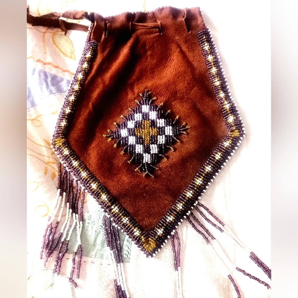 Handmade Native American Glass Bead Medicine Bag
